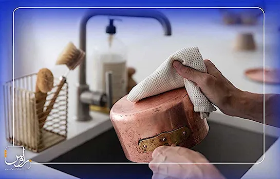 تمیز کردن ظروف مسی