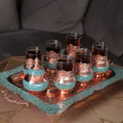 سینی چایخوری مس و فیروزه