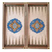 تخته نرد و صفحه شطرنج لبگرد خاتم نقاشی تذهیب طرح فرش سایز 50