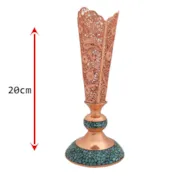 گلدان میانه فیروزه کوب و ملیله کاری زاوش