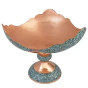 کاسه پایه دار سه وجهی خسروانی فیروزه کوبی صنایع دستی زاوش