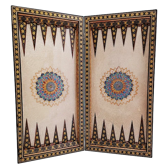 تخته نرد لبگرد خاتم نقاشی تذهیب طرح فرش سایز 50