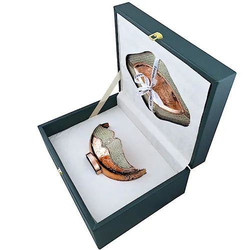 پک کشکول و سینی خاتم کاری به همراه جعبه چرم