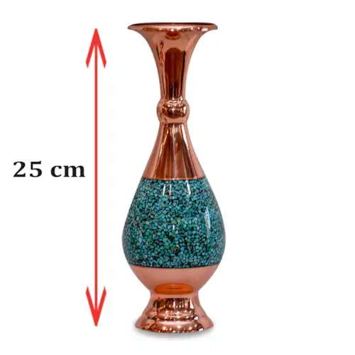 پک هدیه گلدان 25 فیروزه کوبی با جعبه پلکسی