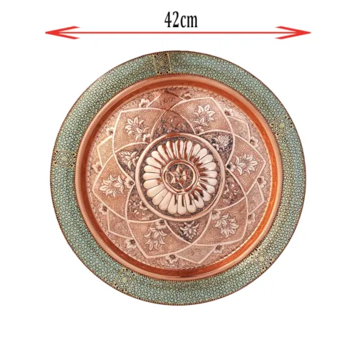 سرویس شراب خوری _ شربت خوری _  با سینی قلم زنی خاتم کاری بزرگ