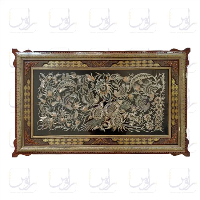 تابلو قلم زنی با قاب خاتم