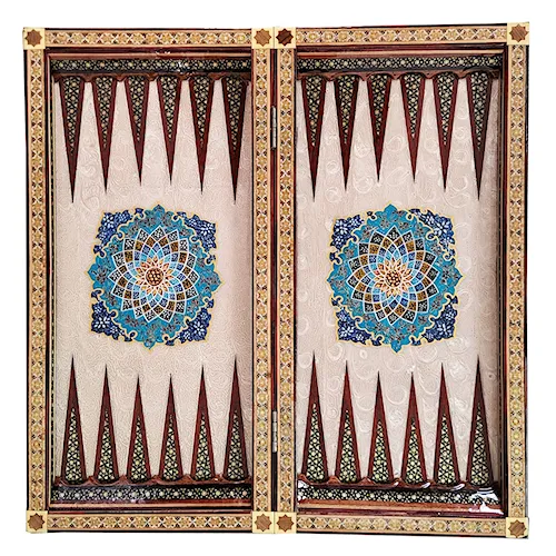 تخته نرد لبگرد خاتم نقاشی تذهیب طرح فرش سایز 50
