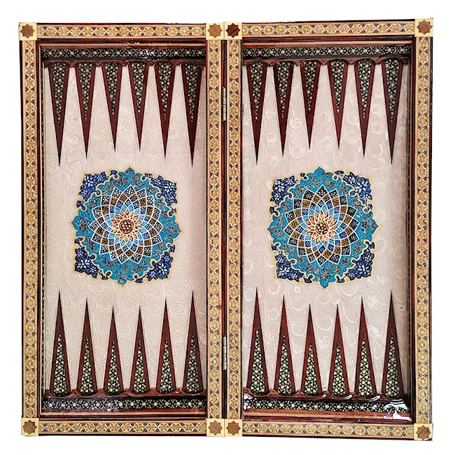 تخته نرد لبگرد خاتم نقاشی تذهیب طرح فرش سایز 50