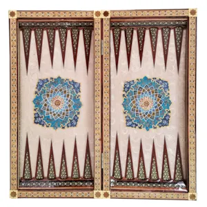 تخته نرد لبگرد خاتم نقاشی تذهیب طرح فرش سایز 50