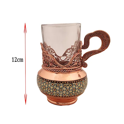 گالش یا جا استکانی (انگاره) گل و مرغ خاتم کاری