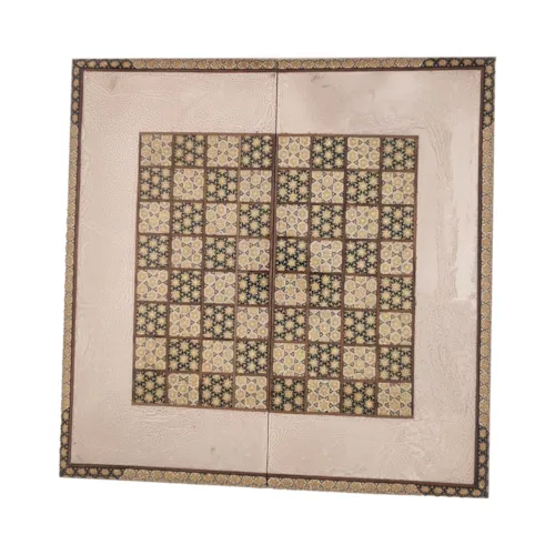 تخته نرد و صفحه شطرنج لب گرد خاتم صدفی سایز 50