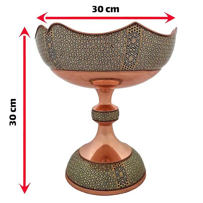 کاسه پایه دار دالبر خسروانی خاتم کاری