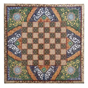 خرید آنلاین تخته نرد و صفحه شطرنج لبگرد خاتم نقاشی تذهیب طرح فرش سایز 50