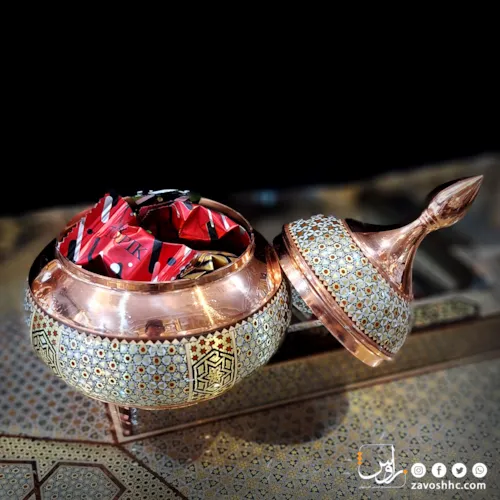 قندان کوچک کوچک خاتم کاری