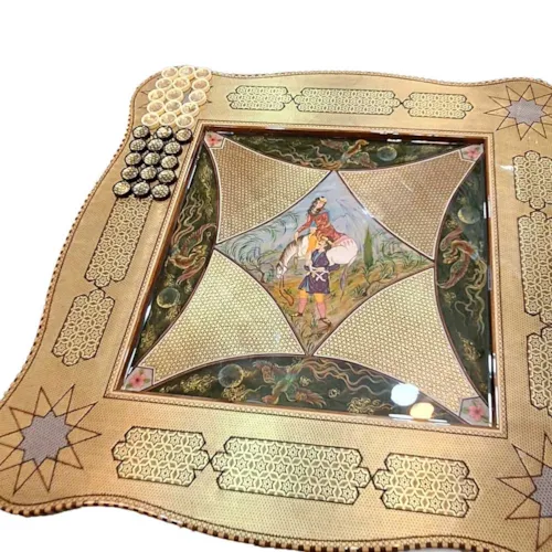 میز تخته نرد و شطرنج خاتم و نقاشی