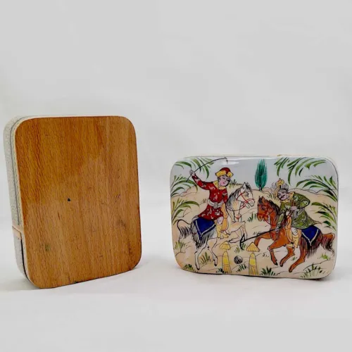 جعبه پاسور خاتم کاری طرح چوگان مصور الماک