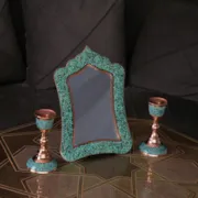 آینه مستطیل مس فیروزه کوبی