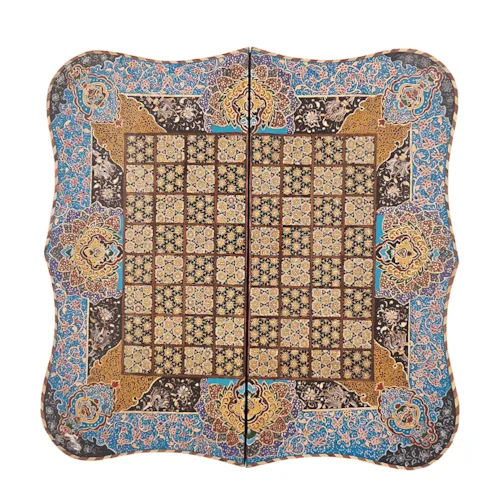 تخته نرد و صفحه شطرنج دالبر خاتم با نقاشی تذهیب سایز 50