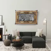 تابلو قلم زنی طرح ققنوس با قاب صلیبی سایز 81*51 صنایع دستی زاوش