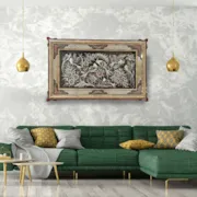 تابلو قلم زنی با قاب خاتم صلیبی شاسی دار سایز 63*103 صنایع دستی زاوش