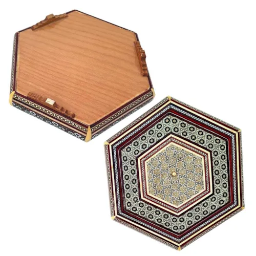 گز (شکلات) خوری شش گوش خاتم کاری