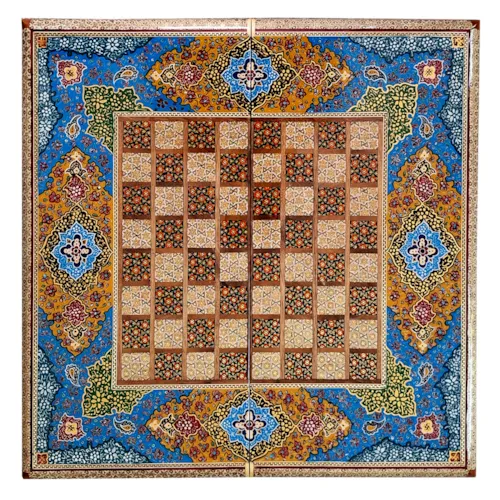 تخته نرد و صفحه شطرنج لبگرد خاتم نقاشی تذهیب ممتاز سایز 50