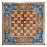 تخته نرد و صفحه شطرنج لبگرد خاتم نقاشی تذهیب طرح فرش سایز 50 صنایع دستی زاوش