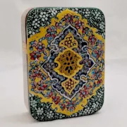 جعبه جواهر / پاسور خاتم کاری طرح فرش زمرد صنایع دستی زاوش