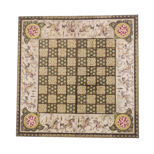 تخته نرد و صفحه شطرنج لبگرد خاتم نقاشی چوگان مصورالملک سایز 50