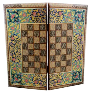 تخته نرد و صفحه شطرنج لبگرد خاتم نقاشی تذهیب سایز 50 صنایع دستی زاوش