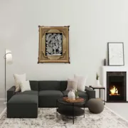 تابلو قلم زنی گل و مرغ با قاب خاتم صلیبی سایز 63*53 صنایع دستی زاوش