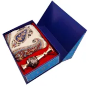 گلدان صراحی الماس تراش و سفره قلم کاری با جعبه طرح مینا زاوش