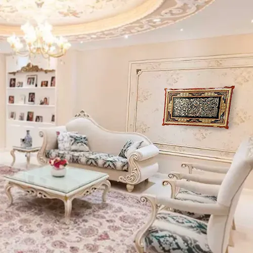 تابلو قلم زنی با قاب خاتم صلیبی شاسی دار سایز 83*53