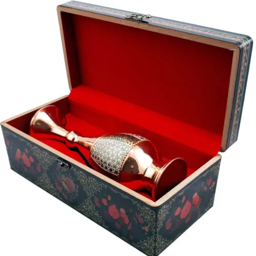 پک هدیه گلدان صراحی 20 خاتم با جعبه دکوپاژ