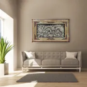 تابلو قلم زنی با قاب خاتم صلیبی شاسی دار سایز 63*103  زاوش