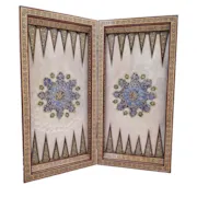 تخته نرد و صفحه شطرنج خاتم لبگرد با نقاشی تذهیب سایز 50 زاوش