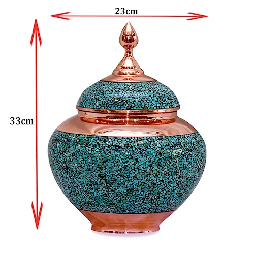 قندان سیبی مس و فیروزه