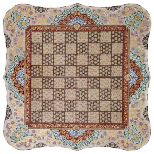 تخته نرد و صفحه شطرنج دالبر خاتم با نقاشی تذهیب سایز 60 صنایه دستی زاوش