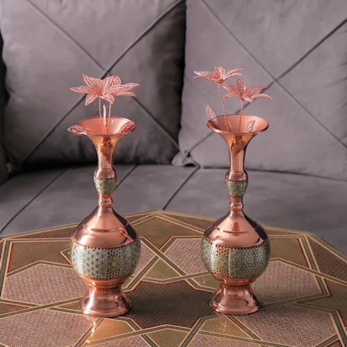 گلدان گیلاسی میانه خاتم کاری