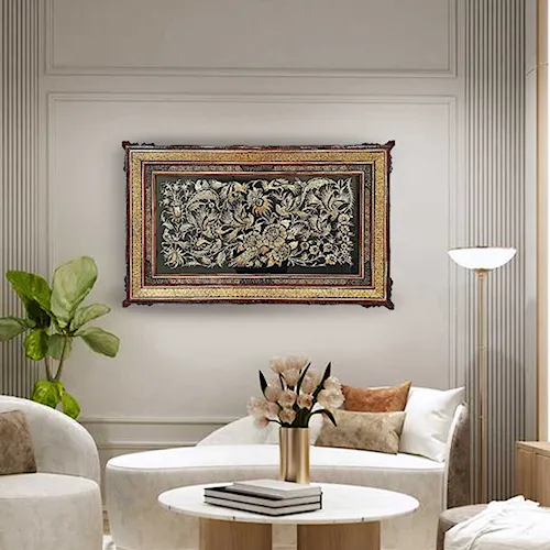 تابلو قلم زنی با قاب خاتم ترنج سایز 103*63