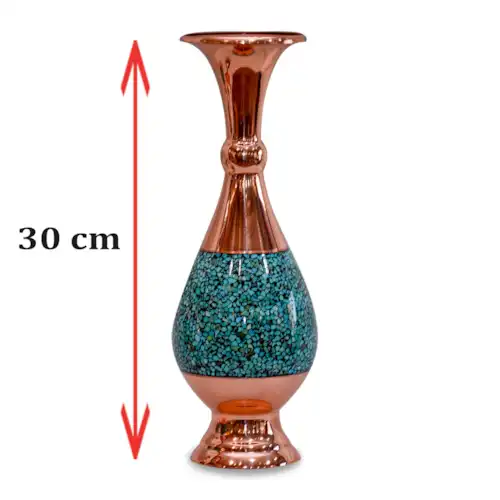 پک هدیه گلدان 30 فیروزه  کوبی با جعبه پلکسی