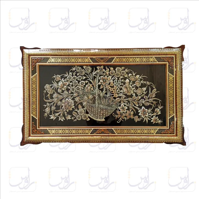 تابلو قلم زنی با قاب خاتم