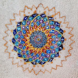 نقش داخلی تخته نرد و صفحه شطرنج لبگرد خاتم نقاشی تذهیب طرح فرش سایز 50