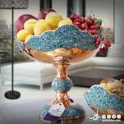 کاربرد کاسه پایه دار سه وجهی سترگ فیروزه کوبی صنایع دستی زاوش