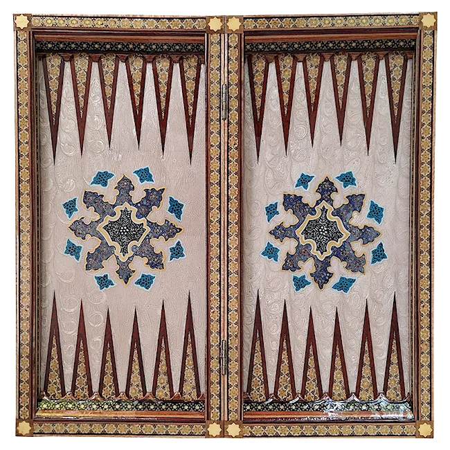 تخته نرد و صفحه شطرنج لبگرد خاتم نقاشی تذهیب سایز 50