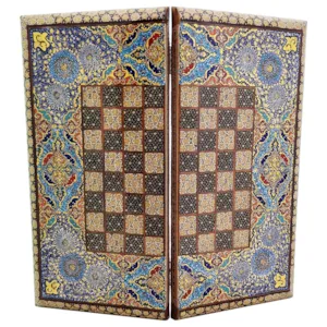 قیمت تخته نرد و صفحه شطرنج لبگرد خاتم نقاشی تذهیب طرح فرش سایز 50