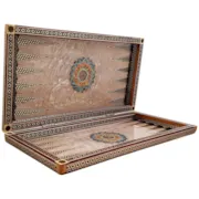  تخته نرد و صفحه شطرنج خاتم لبگرد با نقاشی تذهیب سایز 50 صنایع دستی زاوش