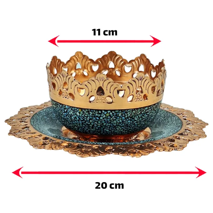 ابعاد کاسه بشقاب شبکه بری فیروزه کوبی سایز 20