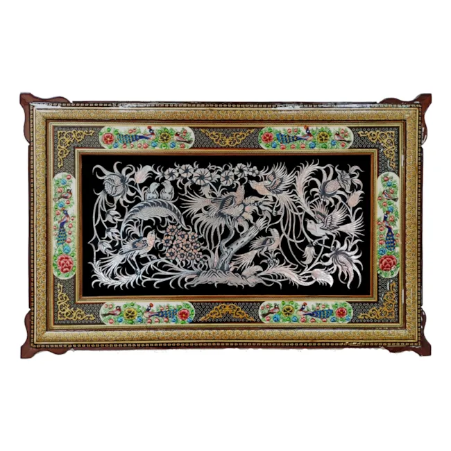 تابلو گل و مرغ خاتم کاری