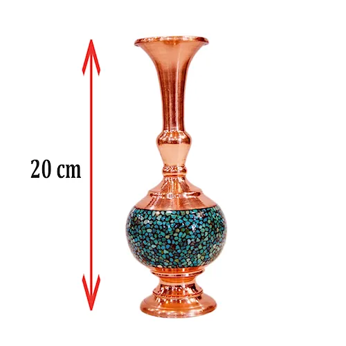 گلدان گیلاسی مس و فیروزه